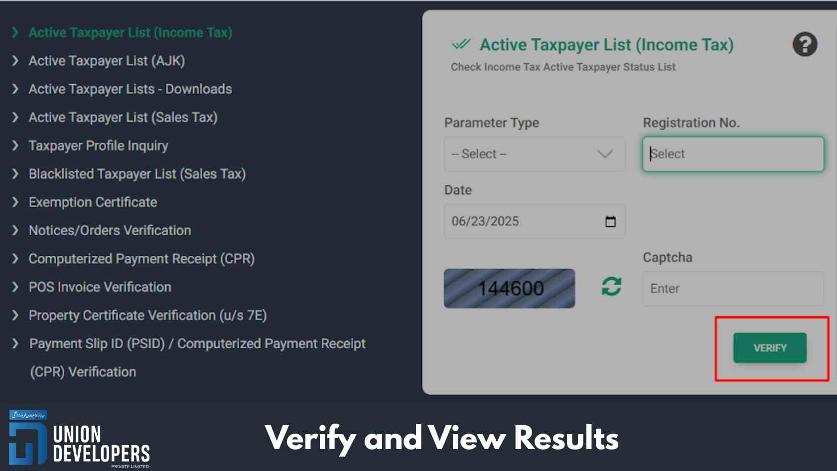 Verify and View Results for Filer Status